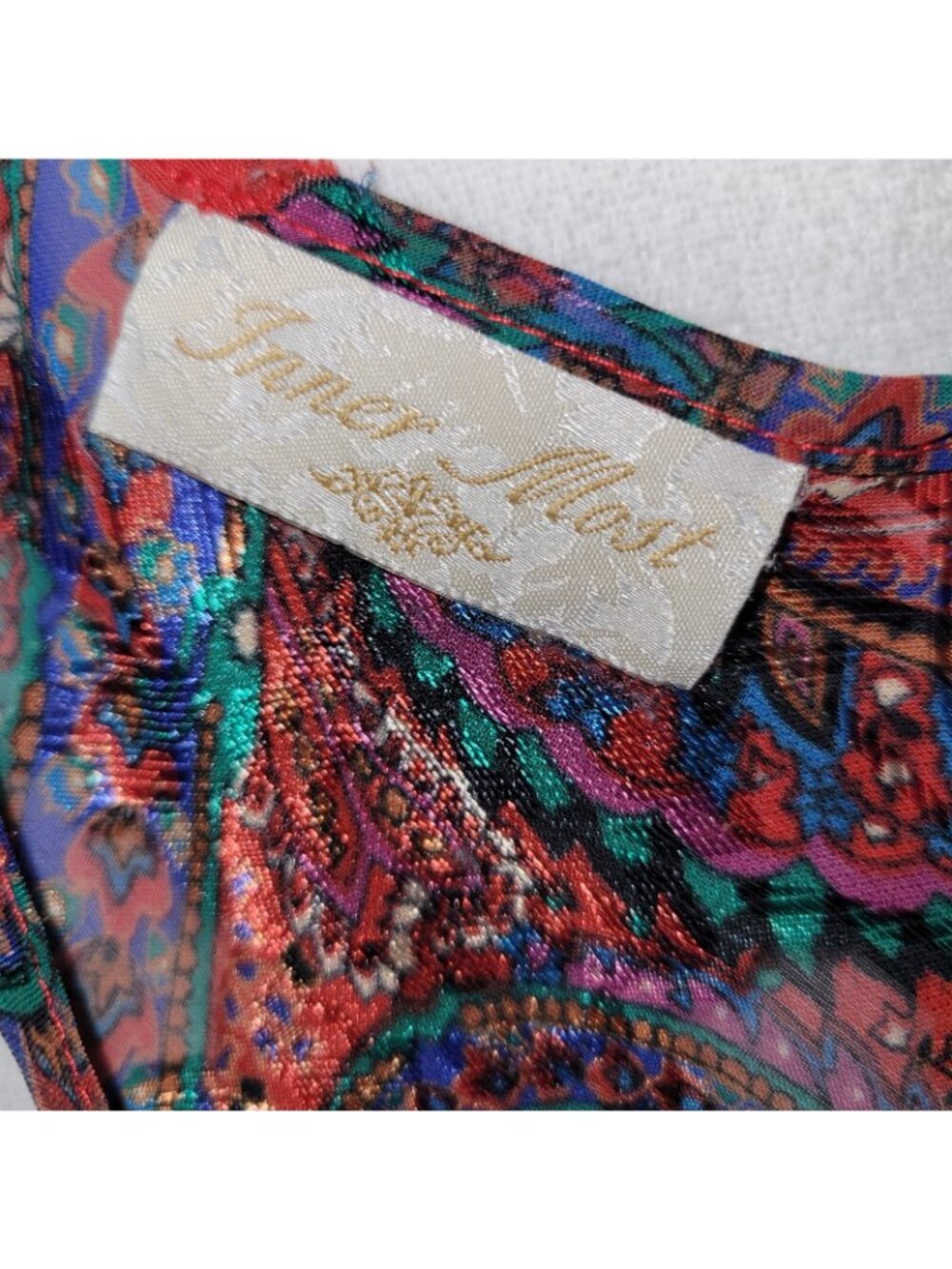 Sheer Sexy Nightie Slip Inner Most Floral Dress Slit Sides Vintage Size M - Picture 5 of 5